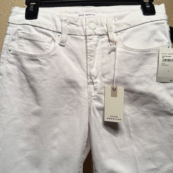 Women’s size 8P 8 petite white mid rise straight leg raw hem $139 - Picture 5 of 11